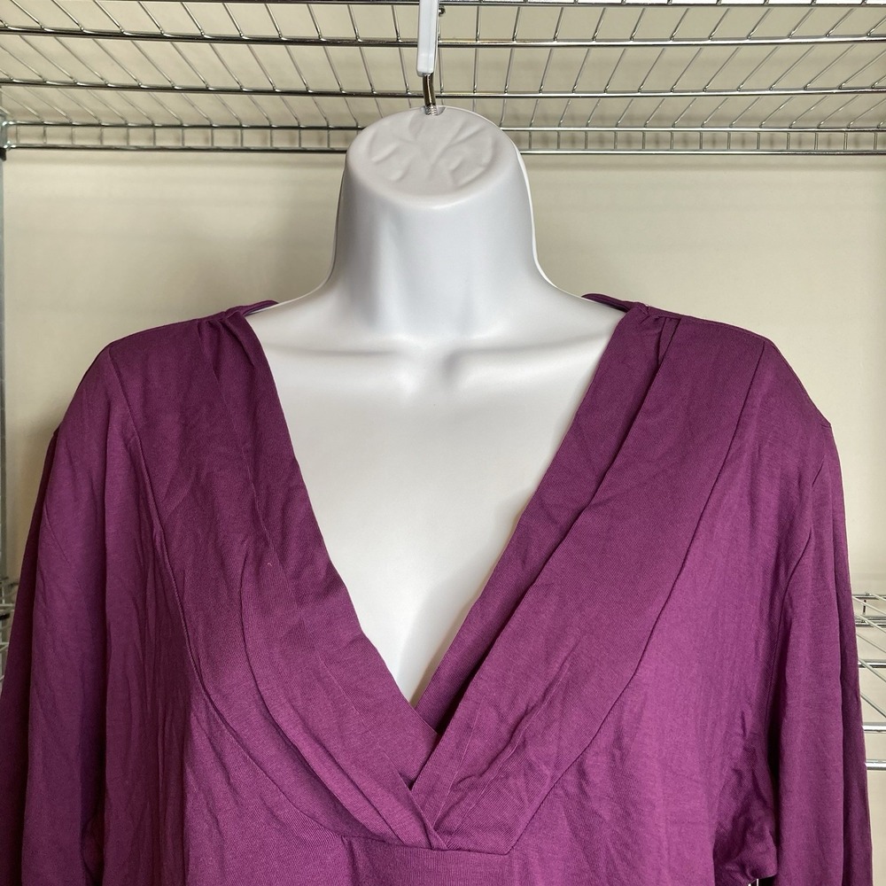 NWT Coldwater Creek Purple Double V Neck Knit Top Sz XL Lagenlook Stretchy Chic - Picture 9 of 12
